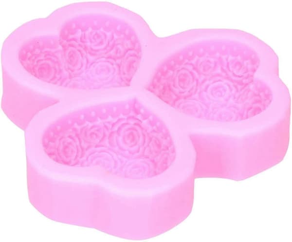 3-hulls hjerteformet rosa silikonform