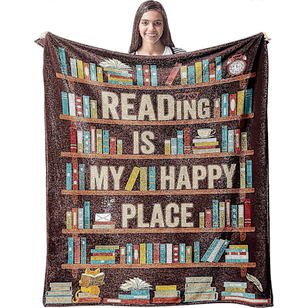 Bogelsker Gave Tæppe - Bibliotekar Gave Tæppe 101,60 cm x 127,00 cm - Læseelsker Bogklub Gaver - Litterære Gaveideer - Bedste Bogorm