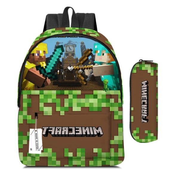 16 tuuman Minecraft-pelireppu, kevyt lasten koululaukku Army Green