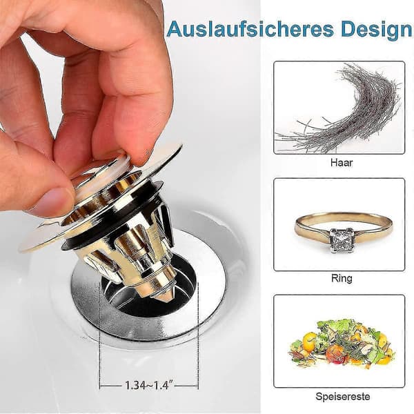 Avløpsarmatur vaskeservant, Universal Pop-up Ventilplugg, Vask, Messing Anti-tette Sil, Vaskplugg