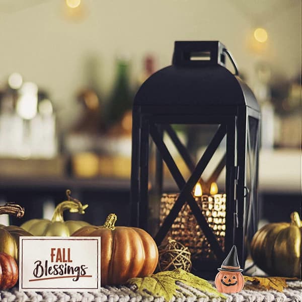 Halloween Fe Have Mini Græskar Statue Ornament Ornament Dukkehus Tilbehør