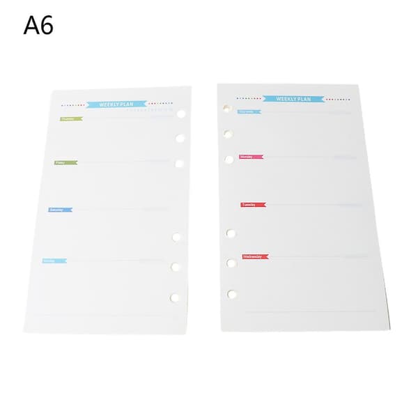 A6 Løsblad Planlægnings Indlæg Papir til A6 Ringbind Løsblad Journal Notesblok