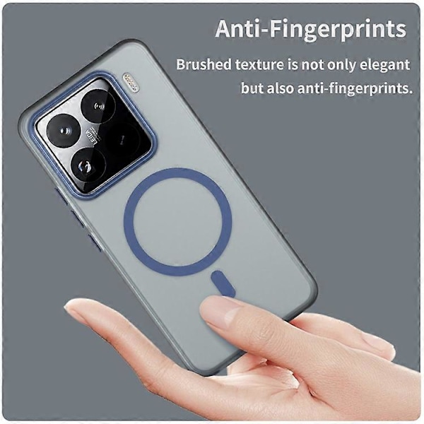 Kompatibel med Xiaomi 15 Pro Deksel Kompatibel med MagSafe TPU + PC Slank Matt Gjennomsiktig Telefondeksel DarkBlue