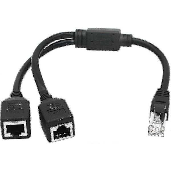 Ethernet Netværksdeler, 1 Han til 2 Hun Y Adapterkabel, Ethernet Forlænger Stik