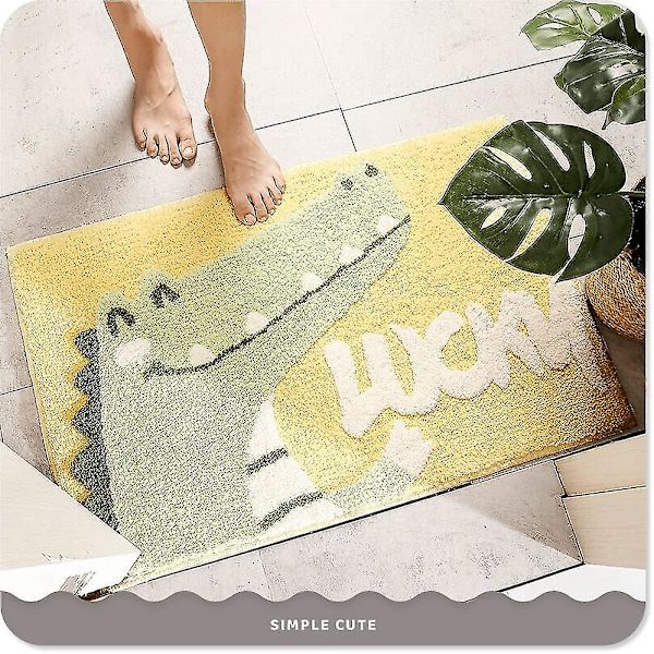 Kylpyhuonematto 19,6" X 31,4" Liukumaton eläinkylpymatto Pehmeä suihkumatto Pehmeä mikrokuituliina vettä imevät paksut shaggy lattiamatot, konepestävä, karhu Crocodile 15.7in x 23.6in