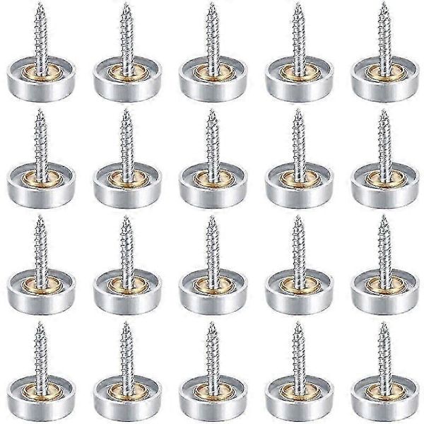 20 Pakk Børstet Speil Skruer 16mm Rustfritt Stål Dekorative Skruer Speilnagler for Speilbord Badeplater