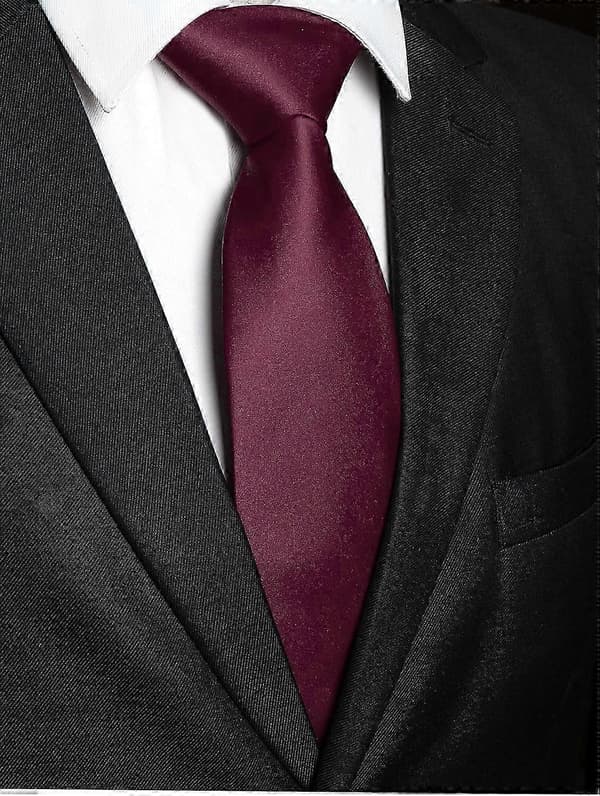 Ensfarget slips, herre, slips for forretninger og bryllupsfest Maroon