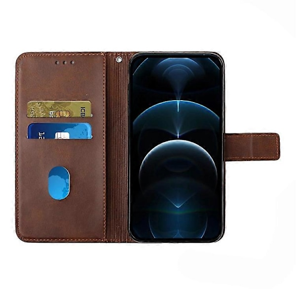 Läder Telefonskal Kompatibelt För Samsung Galaxy S23 FE, Plånboksställ Präglat Telefonfodral Brown