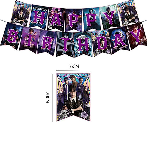 Elokuva Keskiviikko Addamsin syntymäpäiväjuhlien koristelu Banneri Ilmapallo Astiasto Juhlatapahtumatarvikkeet Kodinsisustuskupit tausta 10pcs cards