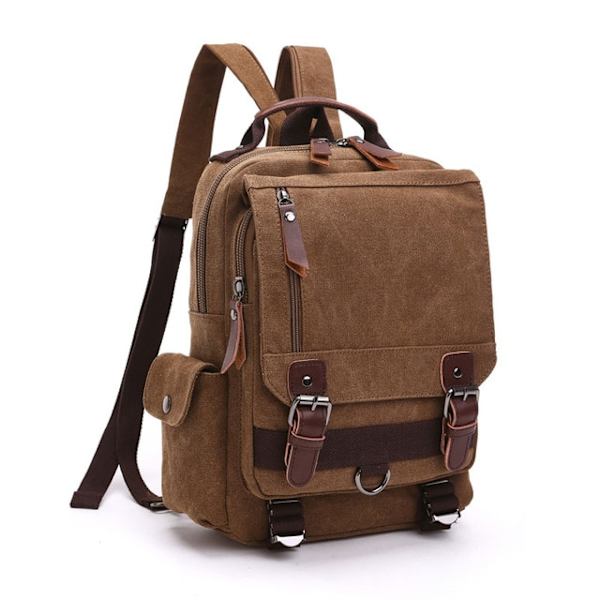 ny liten canvas ryggsäck män Reseryggsäck Multifunktionell axelväska för kvinnor Laptop ryggsäck Skolväskor Dam Daypack coffee 2