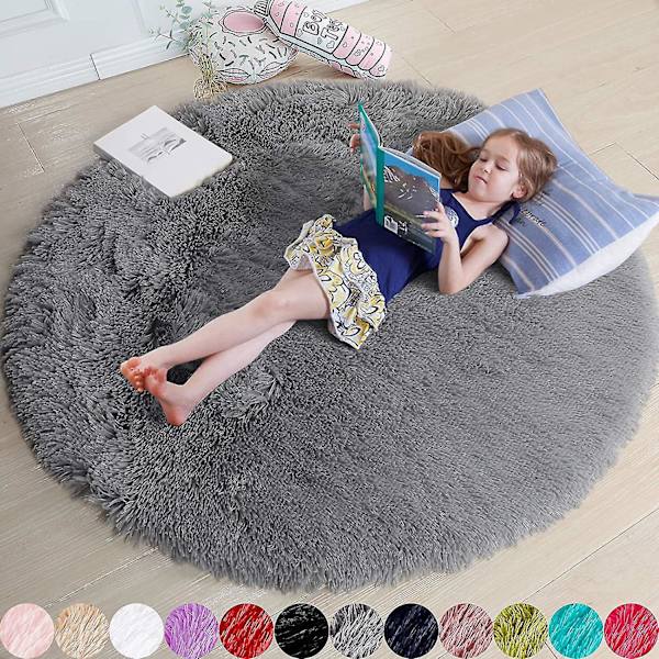 Tflycq Blush rund matta för sovrum,fluffig cirkelmatta 4'x4' för barnrum,lurvig matta för tonårsflickrum,lurig rund matta för barnrum,fuzzy P