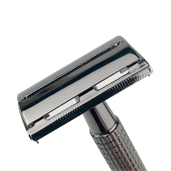 Twist-off hode gammeldags barberhøvel svart forlenget håndtak metall sommerfugl barberhøvel svart