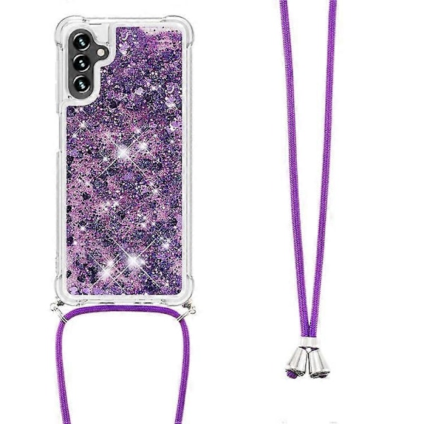 YB Quicksand Series-4 Telefondeksel Kompatibelt Med Samsung Galaxy A34 5G Flytende Sandfall Støtsikkert TPU-deksel med Lanyard DarkPurple