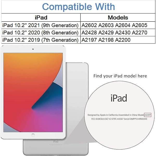 Ubiuoipad 10.2 2021/2020/2019 Deksel, iPad 9./8./7. Gen Deksel Krone Bling Diamant Søt Elegant PU Lær Smart Auto Sleep/Wake Støtsikkert Stativ Deksel F
