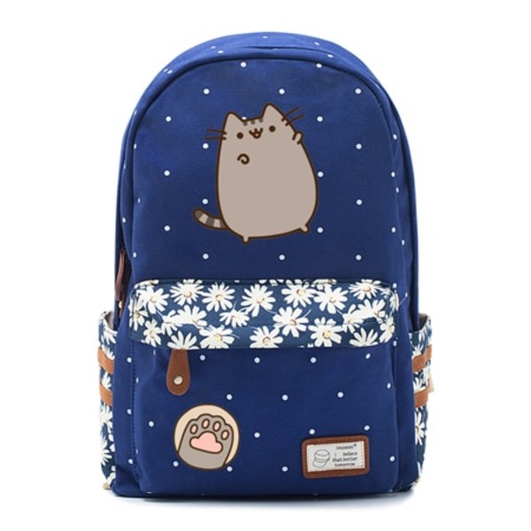 Fat cat mochila søt lerretsveske kawaii ryggsekk ungdoms skulderveske style 9