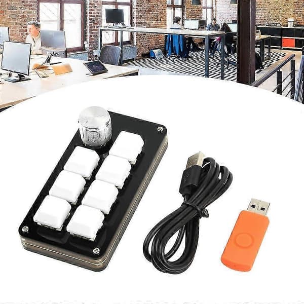 Programmerbart makrotastatur 7 taster RGB Tilpas tastatur USB TypeC-kabel baggrundsbelyst