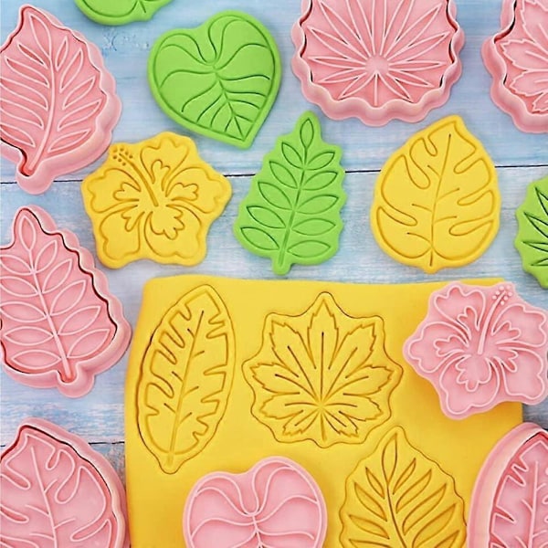 8 Stykker Søte Kakeutstikkere For Baking Kakeform Press Blader Kakeform Sett Kjøkkenverktøy Plast (Blader)