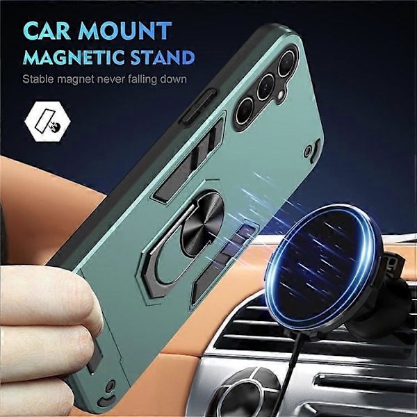 Kompatibelt Skal för Samsung Galaxy A56 5G PC+TPU Fallskydd Mobilskal med Ringstativ Green