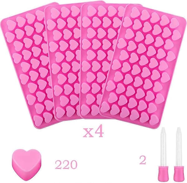 Silikone Slikform, 4 Stykker Silikone Hjerteformet Form, Silikoneforme, Mini Silikone Kærlighed Hjerteformede Silikoneforme til DIY Kage- og Slikfremstilling