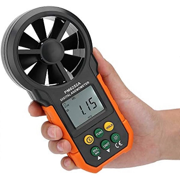 Anemometer PEAKMETER PM6252A Digital Vindhastighedsmåler Luftmængdemåling