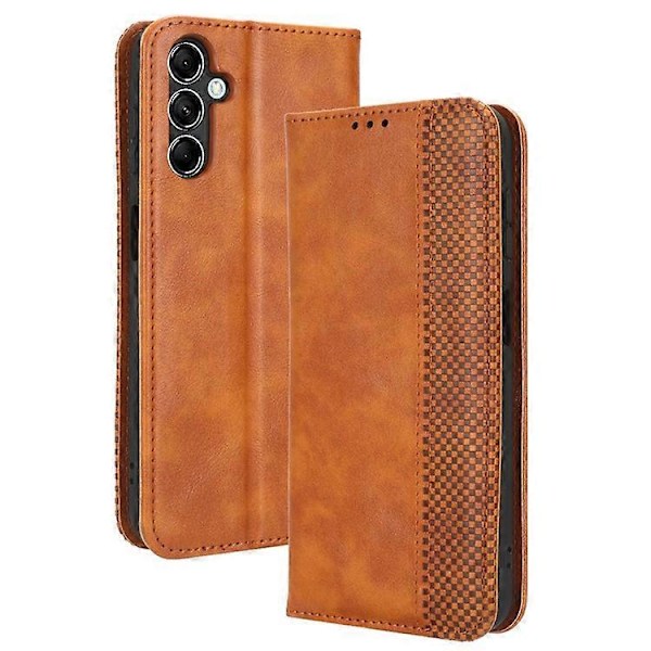 Kompatibel med Samsung Galaxy M54 5G PU Lær Vintage Magnetisk Deksel Stativ Flip Lommebok Telefonveske Brown