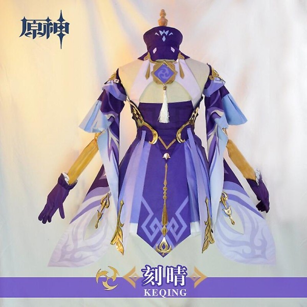 Peli Genshin Impact Keqing Cosplay Puvut Genshin Ke Qing Impact Halloween Cos Kengät Keqing Ponytails Mixed Purppura Cosplay Peruukki only wig 40