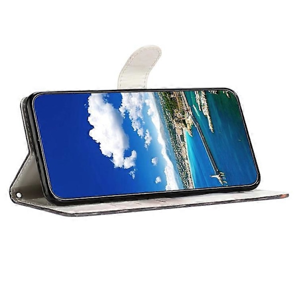 Kompatibelt Skal Plånbok i PU-Läder med 3D-Mönster och Rem för Samsung Galaxy A12 Apricot