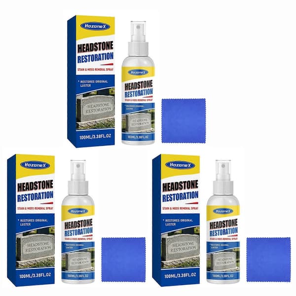 Gravstensrestaurering Plet Mosfjernelsesspray Effektiv Gravstensrens Restaurator Fjerner Snavs Mos 3pcs