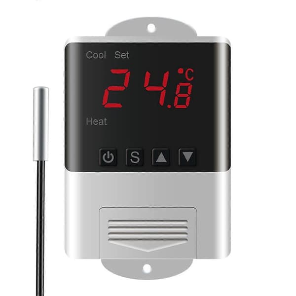 Temperaturkontroller 10A 2-veis varme- og kjøleutgang for akvarium inkubator