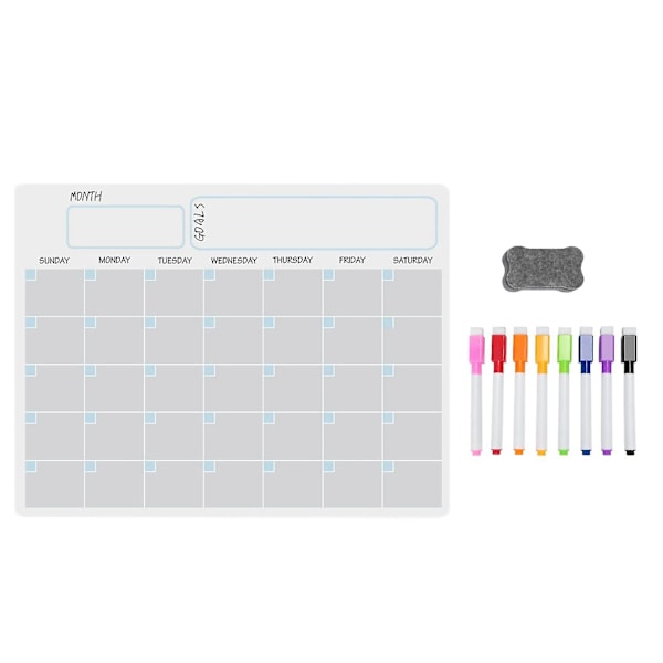 A3 Magnetisk Whiteboard Torr Radering Kalender Set Whiteboard Veckoplanerare För Kylskåp Kylskåpskit