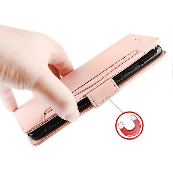Yhteensopiva vivo Y76 5G PU-nahkainen korttipaikallinen suojakotelo, jossa on kaksoismagneettilukko, lompakkoteline ja puhelinkuori Pink
