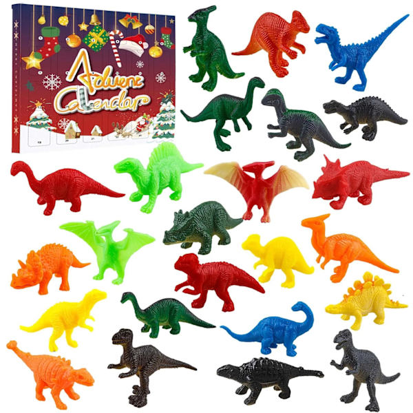 Adventskalender 2023 Julnedräkningskalender GÅVA 24st Olika söta Mochidjur Squishy GÅVA för barn DINOSAUR