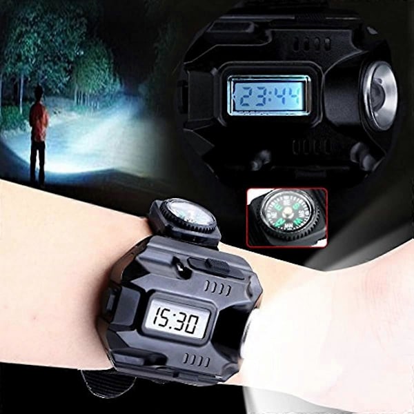 enjoydeal Taktisk CREE LED 1000 Lm Display Oppladbar Armbåndsur Lommelykt