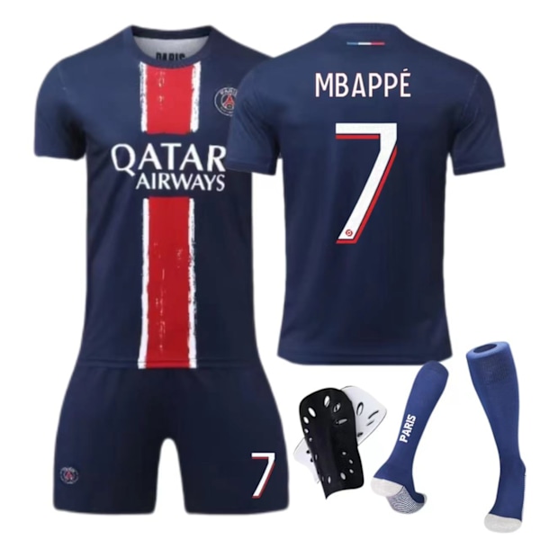 24-25 Paris Hjemmebane Trøje Nr. 7 Mbappe 9 Ramos Børne- og Voksensæt Fodbolduniform NO.19 With Socks 26