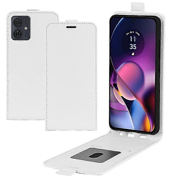 Telefondeksel Kompatibelt For Motorola Moto G54 5G Vertikal Flip Telefon Shell Crazy Horse Tekstur Cover White