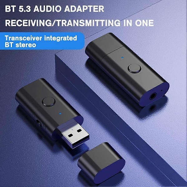 4-i-1 USB Bluetooth-mottaker 5.3 Bluetooth-lydadapter PC-sender koblet til eksternt lydkort Aux Bluetooth-adapter