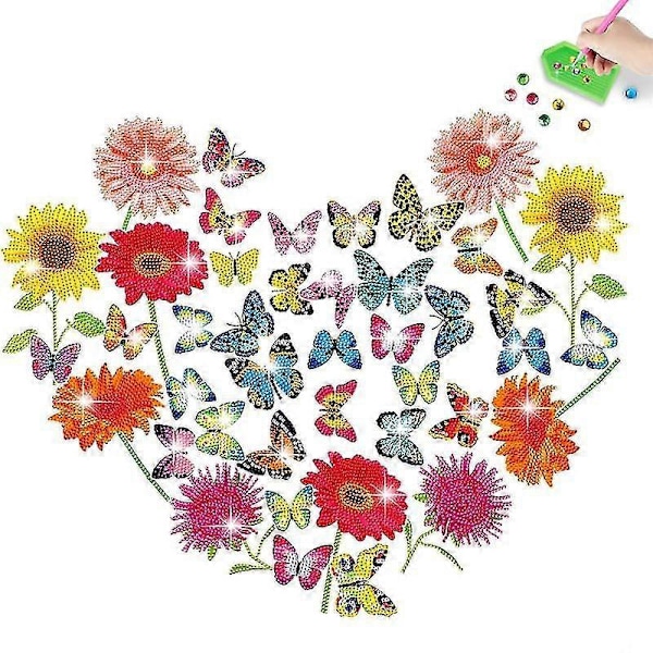DIY Timanttimaalaustarrat Auringonkukka Sarjakuva Perhoskuvio Eloisa Väri Käsintehty Askartelu Mosaiikki-ZZY