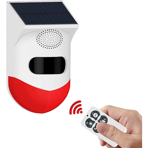 Solenergi Rörelsesensor Inomhus Rörelsesensor Utomhus med Fjärrkontroll, Trådlös Infraröd Närvarodetektor, 100 dB Ljud och IP67 Vattentät, Al