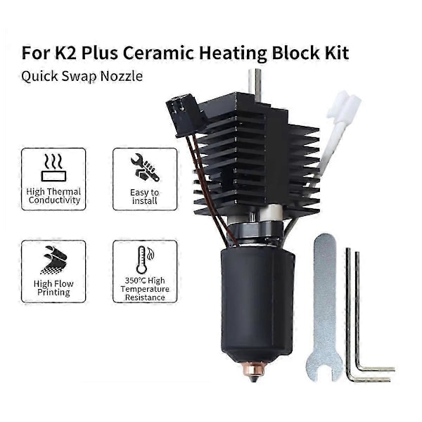 För Creality K2 Plus Keramisk Värmeblock Hotend Kit Högtemperaturtålighet och med High Flow Edition 2