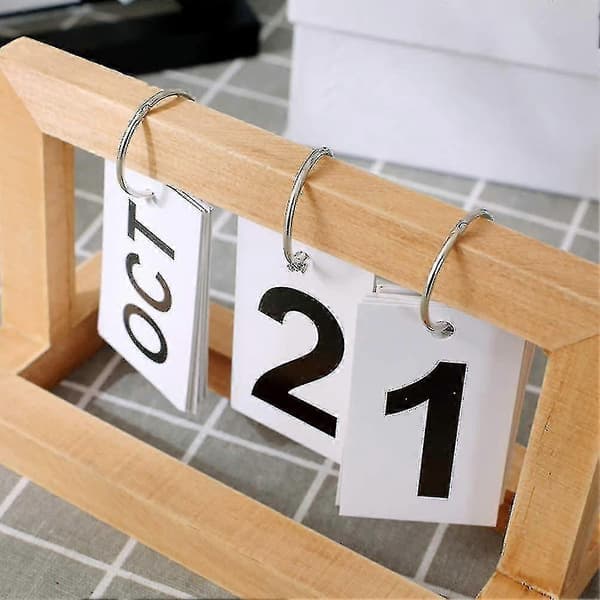 Trä Flip Kalender Nordisk Stil Skrivbordsdekor Evighetskalender Kreativ Blädderring Kalender 1st -t-ZZY