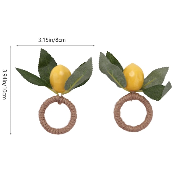 Servietringe med Citron, Citronranke Servietringe, Servietholder til Borddækning, Spisebord, D