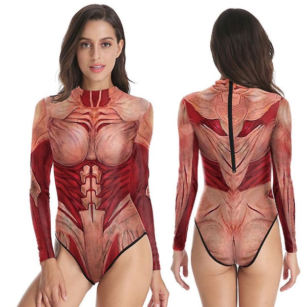 Halloween Women Digital Skeleton Tight yksiosainen uimapuku vetoketjulla style 9 L-XL
