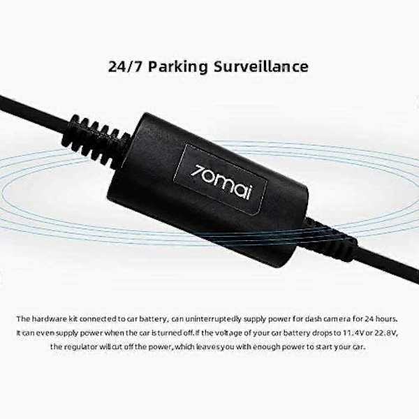 70mai Hardwire-kabelkit för 24H parkeringsövervakning för A500, A800 & DashCam Wide(midrive up02