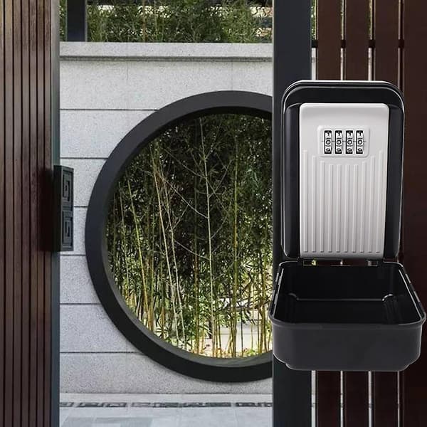 Udendørs nøgleboks med lås, vandtæt design, nøgleetui til udendørs brug Black