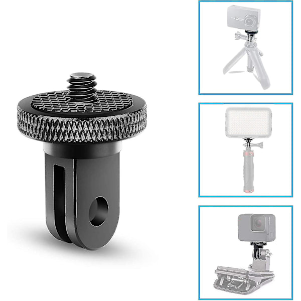 Tripod Adapter Kamera Mount Tilbehør Aluminium Adapter Montering af Kameraer Til For Gopro Mount Og Andre Action Kameraer (2 Stykker, Sort)