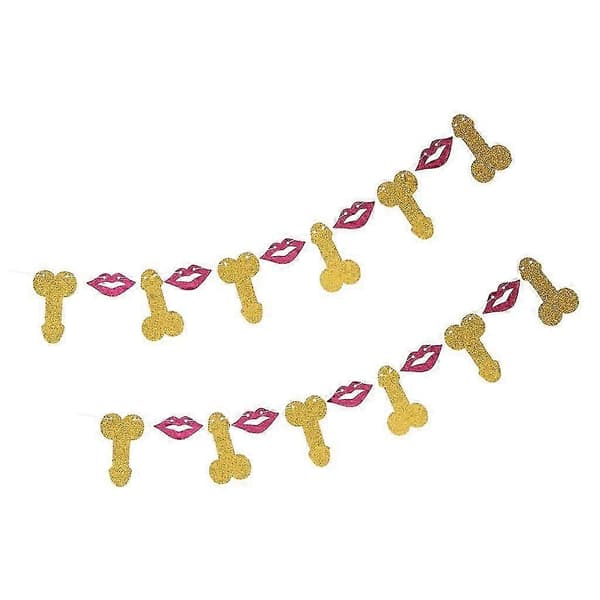 2 Stycken Glitter Willy Läppar Vimpel Banner Bröllopsdusch Hängande Dekor