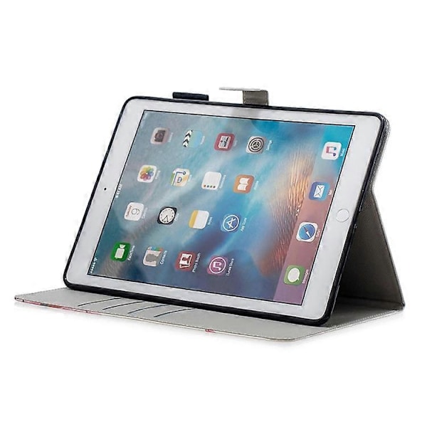 PU Læder Tablet Cover med Mønsterprint [Wallet Stand] Kompatibel med iPad 9.7-tommer (2018) (2017) (2016)/iPad Air 2, Etc Red