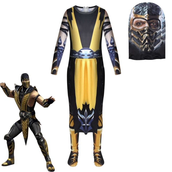 Barn Halloween kostymer Mortal Kombat Legends Cosplay Body Pojkar Karneval Festkläder och huvudbonader Fancy Disguise Jumpsuit 140