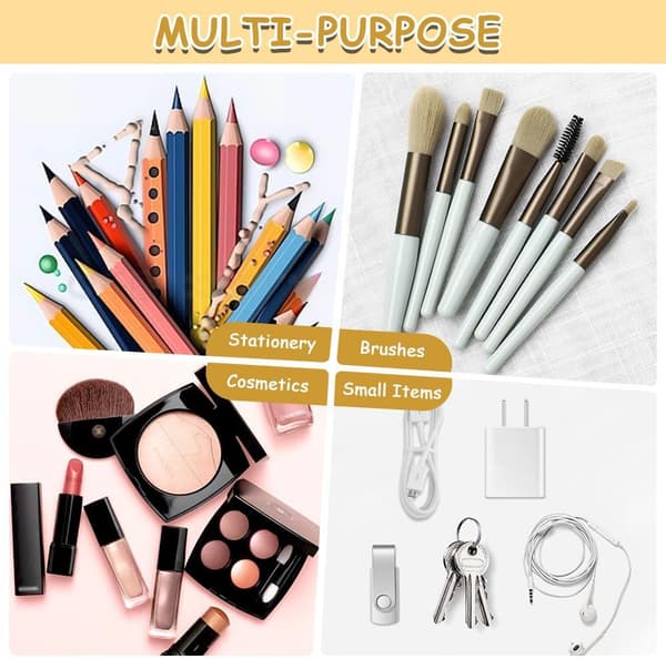 Pencilpose med stor kapacitet med notesblok og 4 rum, stor multifunktionel opbevaring til papirvarer...