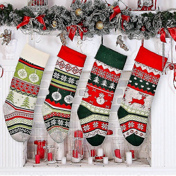 Julestrømper Smukt Broderimønster Hængende Strømper Til Familie Juledekoration(c, Style) bd